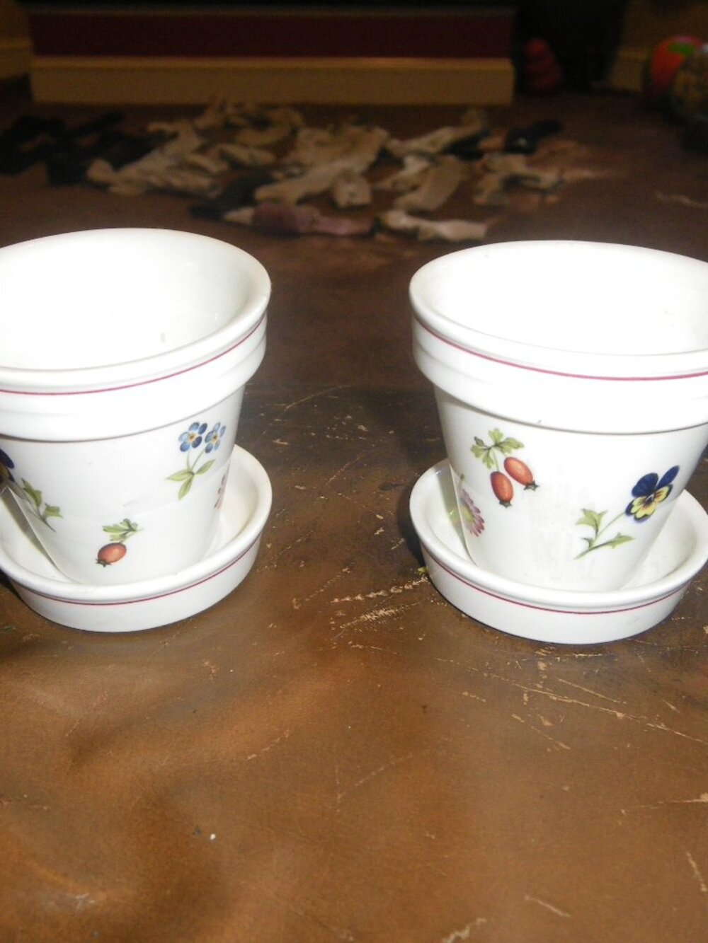 Vintage Villroy & Boch anno 1748 Luxembourg 2 Miniature Flowerpots Botanical